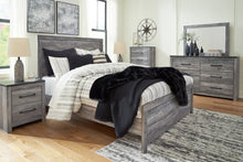 Load image into Gallery viewer, Bronyan Queen Panel Bed with Mirrored Dresser and 2 Nightstands
