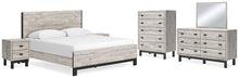 Load image into Gallery viewer, Vessalli King Panel Bed with Mirrored Dresser, Chest and 2 Nightstands
