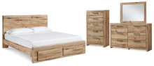 Load image into Gallery viewer, Hyanna Queen Panel Storage Bed with Mirrored Dresser and Chest
