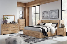 Load image into Gallery viewer, Hyanna Queen Panel Storage Bed with Mirrored Dresser and 2 Nightstands
