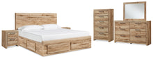 Load image into Gallery viewer, Hyanna King Panel Storage Bed with Mirrored Dresser, Chest and 2 Nightstands
