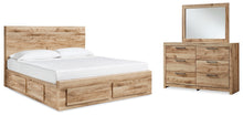 Load image into Gallery viewer, Hyanna King Panel Storage Bed with Mirrored Dresser
