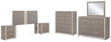 Load image into Gallery viewer, Surancha Queen/Full Panel Headboard with Mirrored Dresser, Chest and 2 Nightstands
