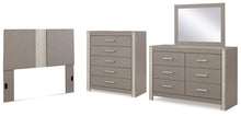 Load image into Gallery viewer, Surancha Queen/Full Panel Headboard with Mirrored Dresser and Chest
