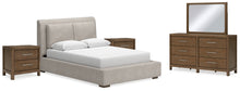 Load image into Gallery viewer, Cabalynn Queen Upholstered Bed with Mirrored Dresser and 2 Nightstands
