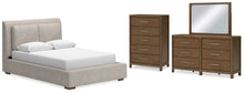 Load image into Gallery viewer, Cabalynn Queen Upholstered Bed with Mirrored Dresser and Chest

