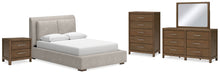 Load image into Gallery viewer, Cabalynn Queen Upholstered Bed with Mirrored Dresser, Chest and Nightstand
