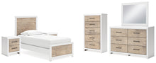 Load image into Gallery viewer, Charbitt Twin Panel Bed with Mirrored Dresser, Chest and 2 Nightstands
